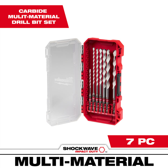 Milwaukee 48-20-8899 7 PC SHOCKWAVE™ Impact Duty Carbide Multi-Material Drill Bit Set