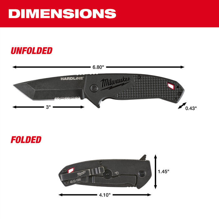 Milwaukee 48-22-1998 3” HARDLINE™ Serrated Blade Pocket Knife