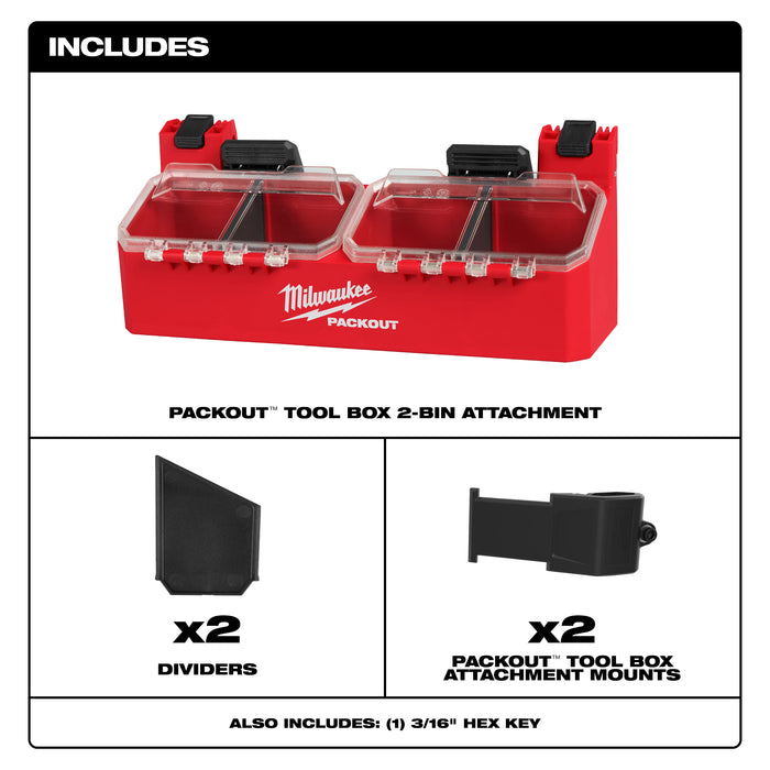 Milwaukee 48-22-8610 PACKOUT™ Tool Box 2-Bin Attachment