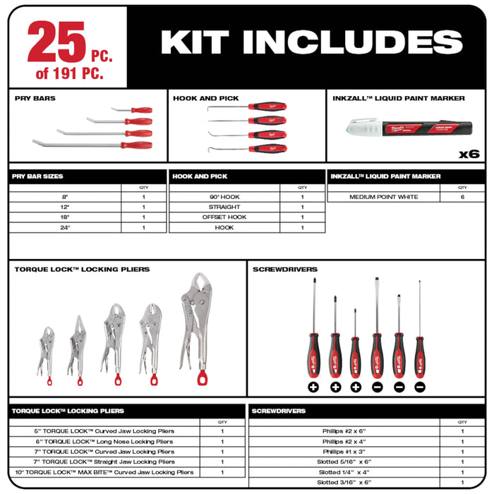 Milwaukee 48-22-9489 191Pc Mechanics Hand Tool Set