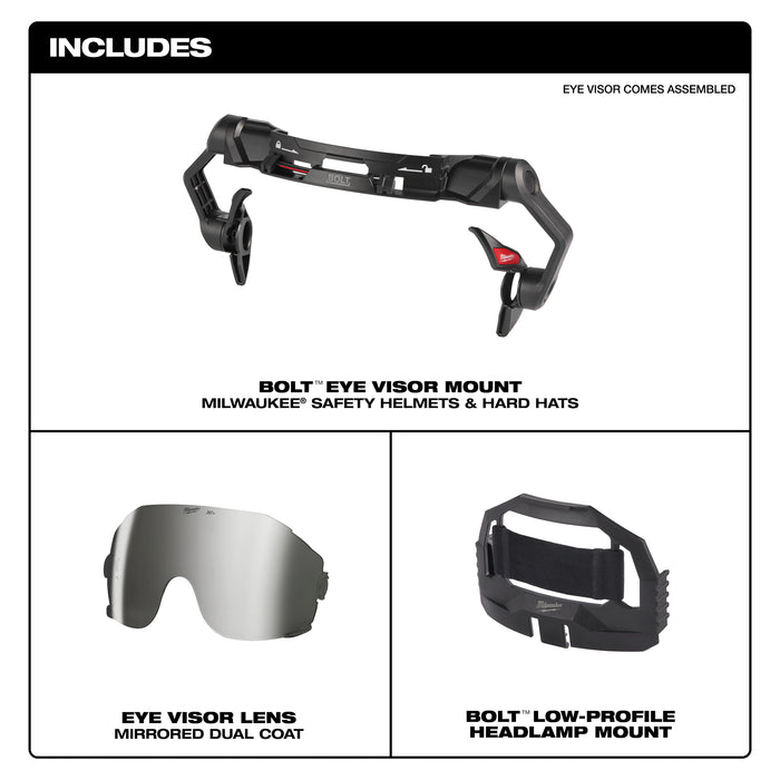 Milwaukee 48-73-1419 BOLT™ Eye Visor - Mirrored Dual Coat Lens (Compatible with Milwaukee® BOLT™ Safety Helmets & BOLT™ Hard Hats)