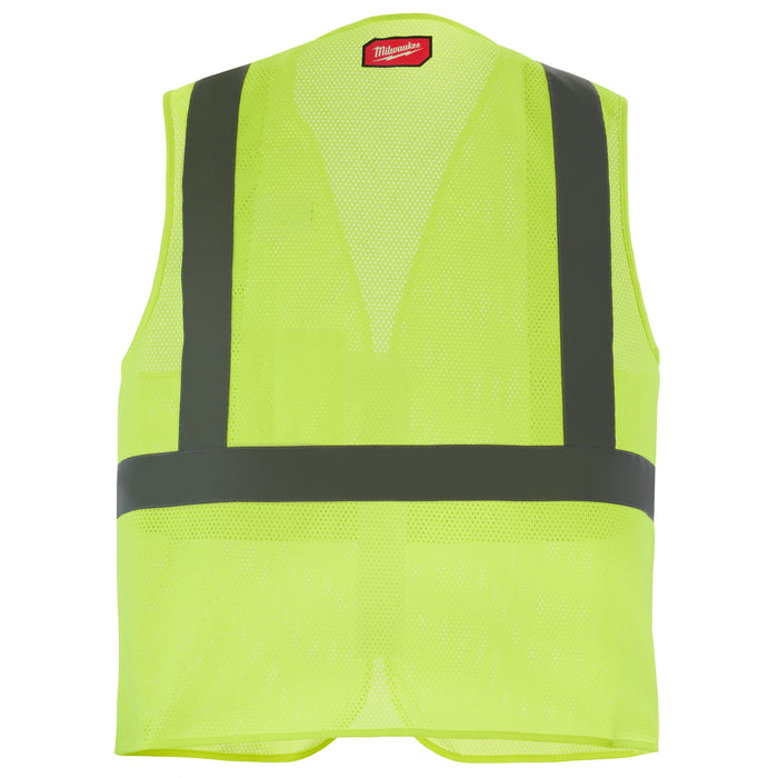 Milwaukee 48-73-2244 Class 2 High Visibility Yellow Mesh One Pocket Safety Vest - 4X/5X