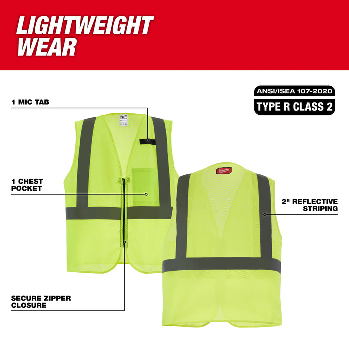 Milwaukee 48-73-2244 Class 2 High Visibility Yellow Mesh One Pocket Safety Vest - 4X/5X