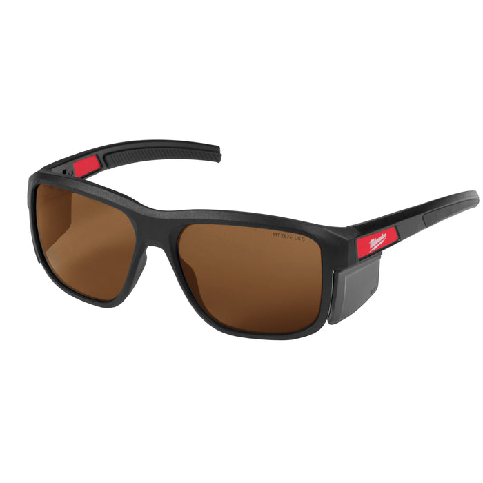 Milwaukee 48-73-2516 Full Frame Safety Glasses with Removable Side Shields – Brown Anti-Scratch Lenses