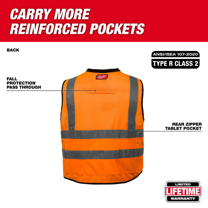 Milwaukee 48-73-5052 Class 2 High Visibility Orange Performance Safety Vest - L/XL