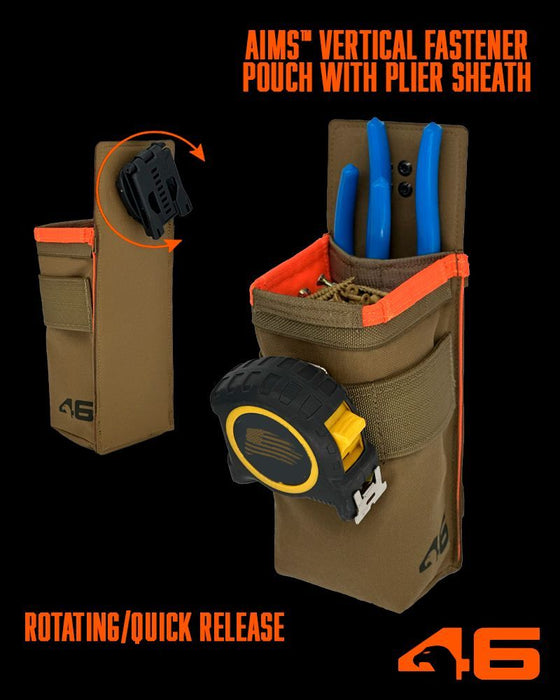Vertical Fastener Pouch with Plier Sheath ROTATE/QUICK RELEASE Coyote/Orange