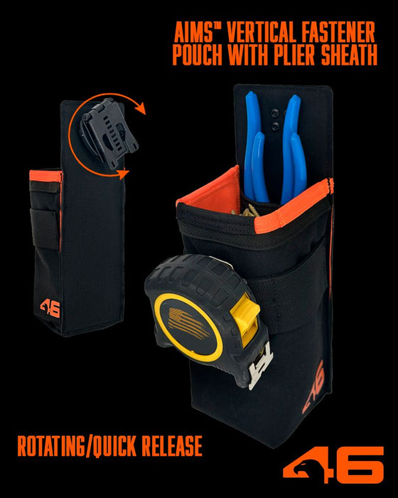 Vertical Fastener Pouch with Plier Sheath ROTATE/QUICK RELEASE Black/Orange