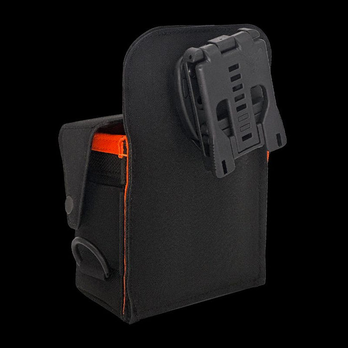 Tape Measure Pouch with Security Flap - ROTATE/QUICK RELEASE  Black/Orange