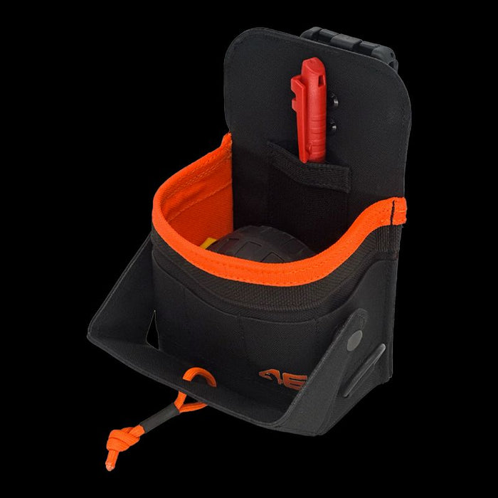 Tape Measure Pouch with Security Flap - ROTATE/QUICK RELEASE  Black/Orange