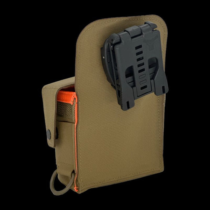 Tape Measure Pouch with Security Flap - ROTATE/QUICK RELEASE  Coyote/Orange