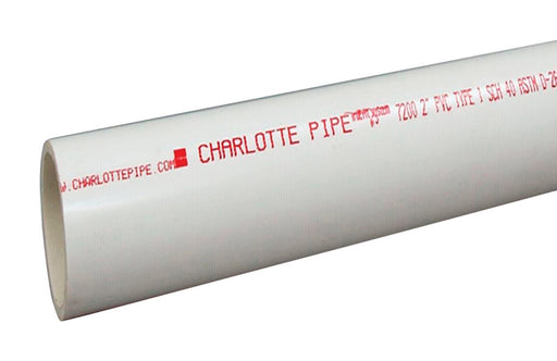 Charlotte Pipe Schedule 40 PVC Pipe 2 in. D X 5 ft. L Plain End 280 psi