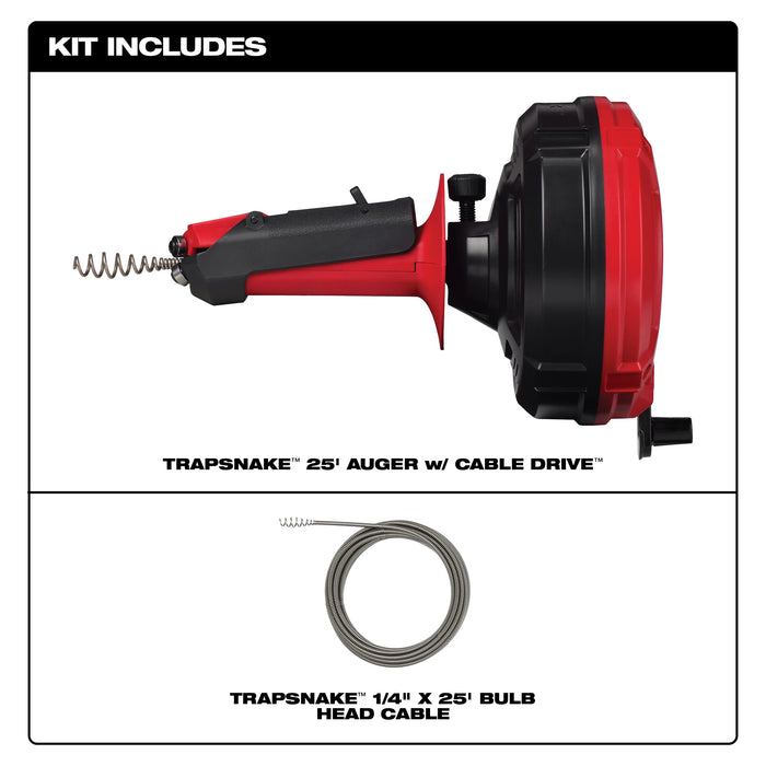 Milwaukee 49-16-2573 TRAPSNAKE™ 25’ Auger w/ CABLE DRIVE™