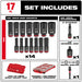 Milwaukee 49-66-6800 17PC SHOCKWAVE™ Impact Duty Socket 3/8” Drive SAE Set with PACKOUT™