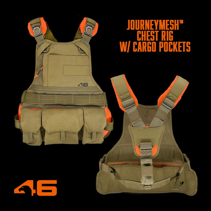 JourneyMESH™ Chest Rig W/ Cargo Pockets - V3 Coyote/Orange