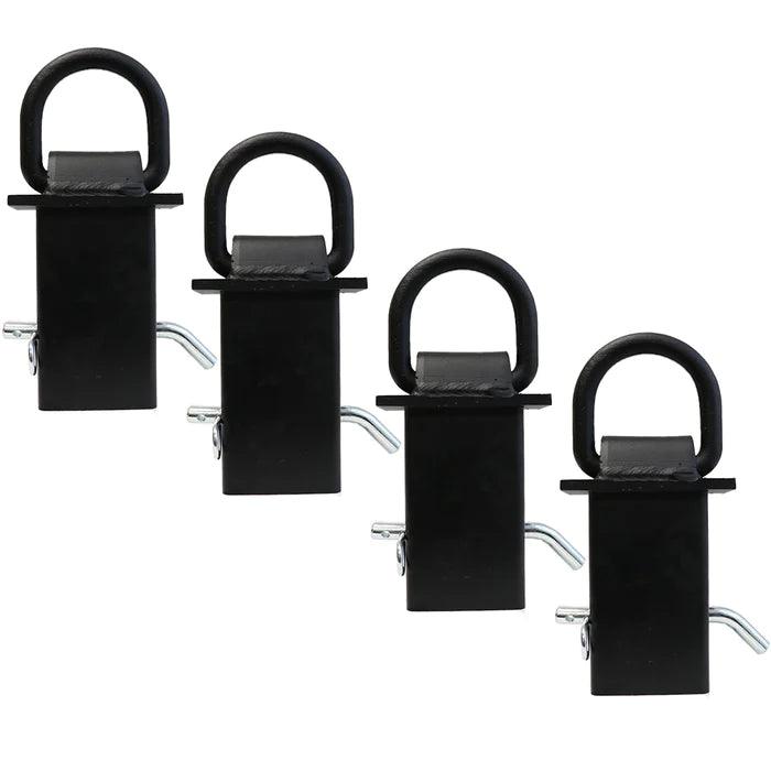 Boxer Heavy Duty Adjustable Stake Pocket D Ring Tie Down - 18,000LBS Breaking Strength - 4 Pack– for Flatbed Trucks and Utility Trailers for Standard 2x4” Stake Pocket