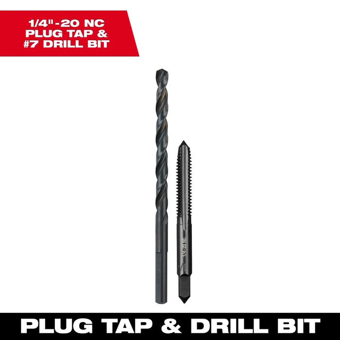 Milwaukee 1/4"-20 NC Straight Flute Plug Tap & #7 Drill Bit 49-57-5534