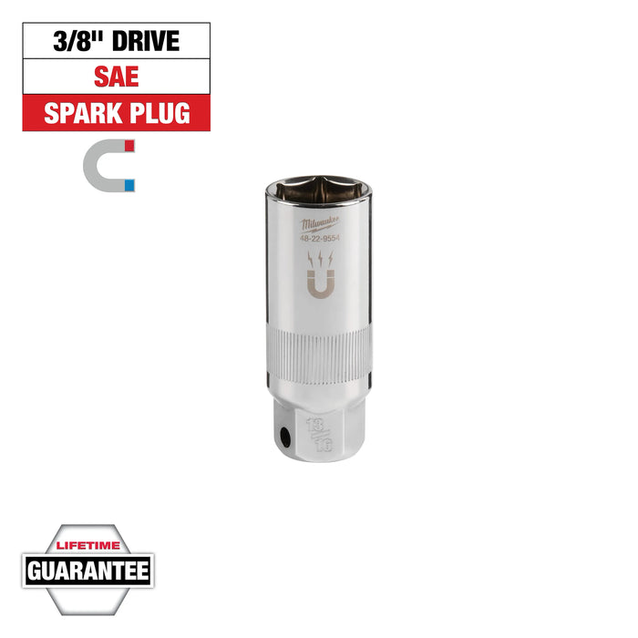 Milwaukee 3/8in. Drive 13/16in. Magnetic Spark Plug Socket 48-22-9554, main product view