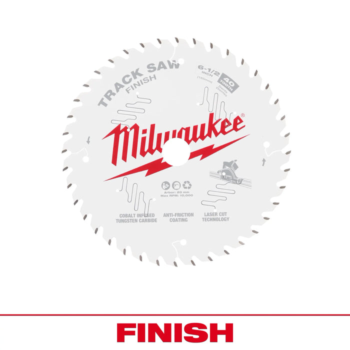 Milwaukee 6-1/2 in. D X 20 mm Tungsten Carbide Track Saw Blade 40 teeth 1 pk 48-40-0625, main product view