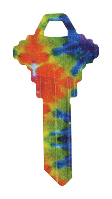 HILLMAN Wackeys Tie Dyed House/Office Key Blank 68 SC1 Single For Schlage
