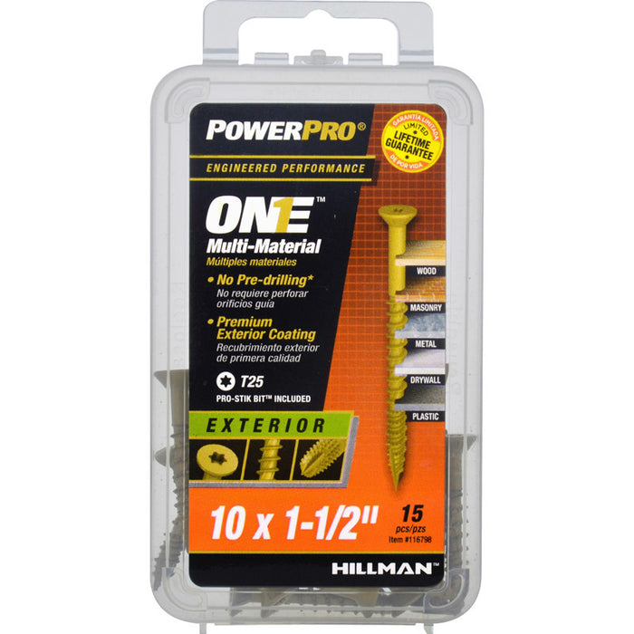 HILLMAN Power Pro No. 10 Ga. X 1-1/2 in. L Star Flat Head Coarse Multi-Material Screws