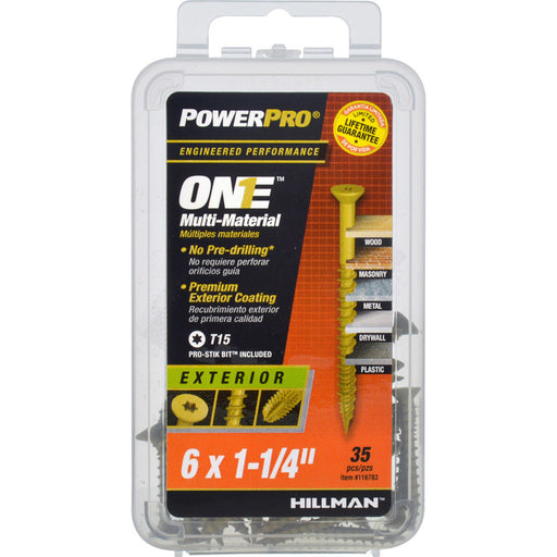 HILLMAN Power Pro No. 6 Ga. X 1-1/4 in. L Star Flat Head Coarse Multi-Material Screws