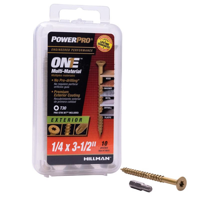 HILLMAN Power Pro 1/4 in. Ga. X 3-1/2 in. L Star Flat Head Coarse Multi-Material Screws