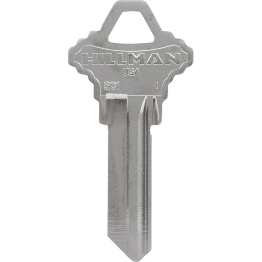 HILLMAN Traditional Silver House/Office Key Blank SC1 Single For Schlage Locks