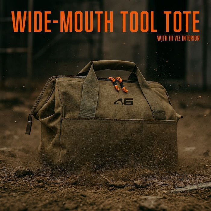 Wide-Mouth Tool Tote Hi Viz Interior Coyote/Orange