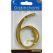 HILLMAN Distinctions 4 in. Gold Zinc Die-Cast Screw-On Number 6 1 pc