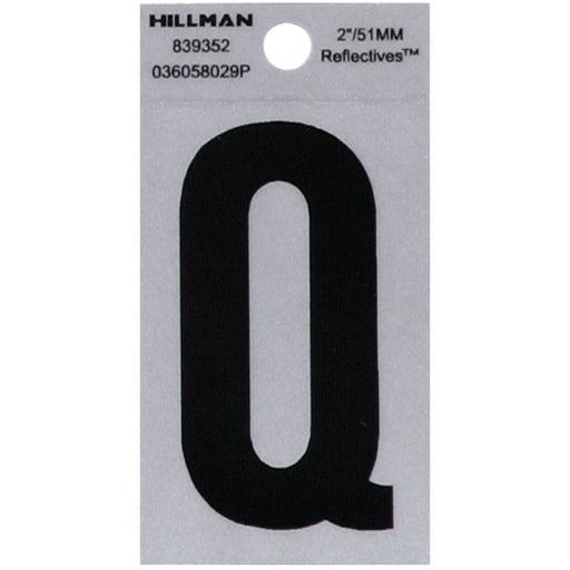 HILLMAN 2 in. Reflective Black Vinyl Self-Adhesive Letter Q 1 pc