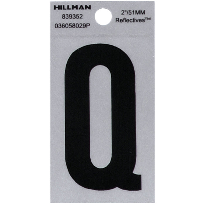 HILLMAN 2 in. Reflective Black Vinyl Self-Adhesive Letter Q 1 pc