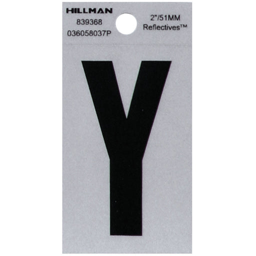 HILLMAN 2 in. Reflective Black Vinyl Self-Adhesive Letter Y 1 pc