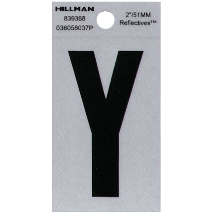 HILLMAN 2 in. Reflective Black Vinyl Self-Adhesive Letter Y 1 pc