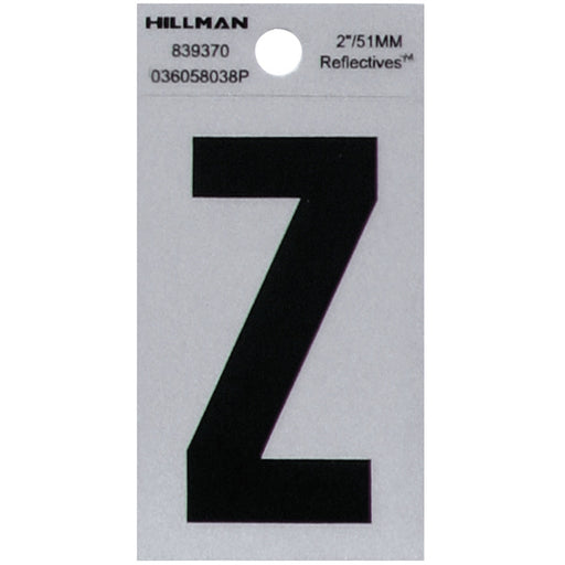 HILLMAN 2 in. Reflective Black Vinyl Self-Adhesive Letter Z 1 pc