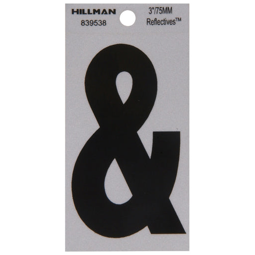 HILLMAN 3 in. Reflective Black Vinyl Self-Adhesive Special Character Ampersand 1 pc