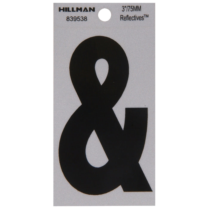 HILLMAN 3 in. Reflective Black Vinyl Self-Adhesive Special Character Ampersand 1 pc