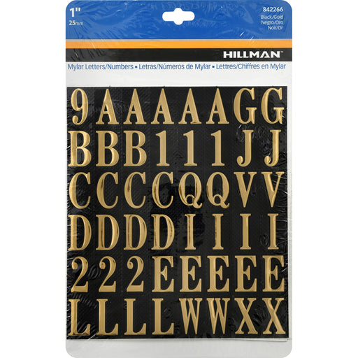 HILLMAN 1 in. Gold Vinyl Self-Adhesive Letter and Number Set 0-9, A-Z 112 pc