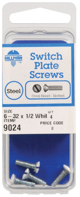 HILLMAN No. 6-32 in. X 1/2 in. L Slotted Oval Head Steel Machine Screws 4 pk