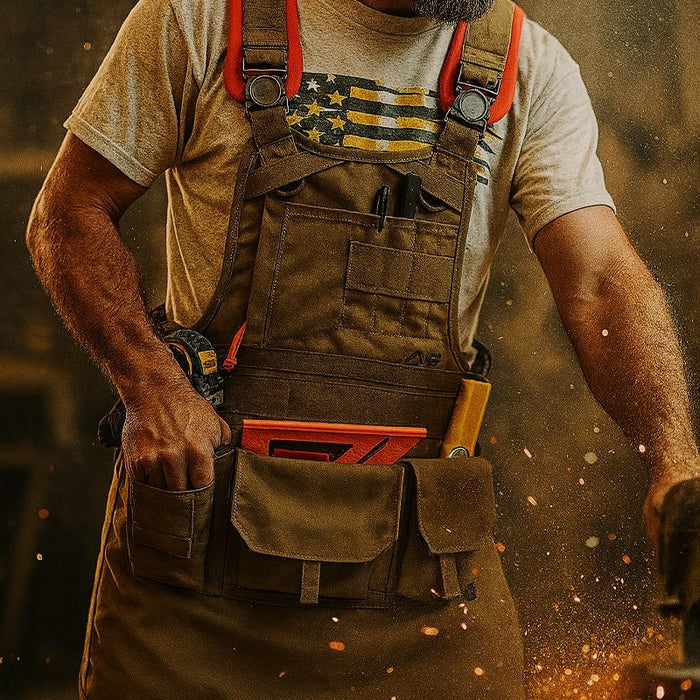 Workshop Apron with Cargo Pockets Black/Orange
