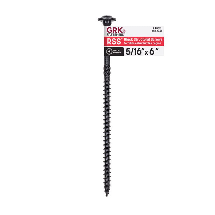 GRK Fasteners 5/16 or No. 15 in. X 6 in. L Star Black W-Cut Structural Wood Screws