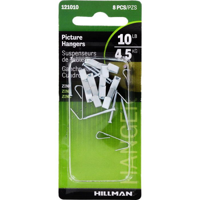 HILLMAN Zinc Silver Conventional Picture Hanger 10 lb 8 pk
