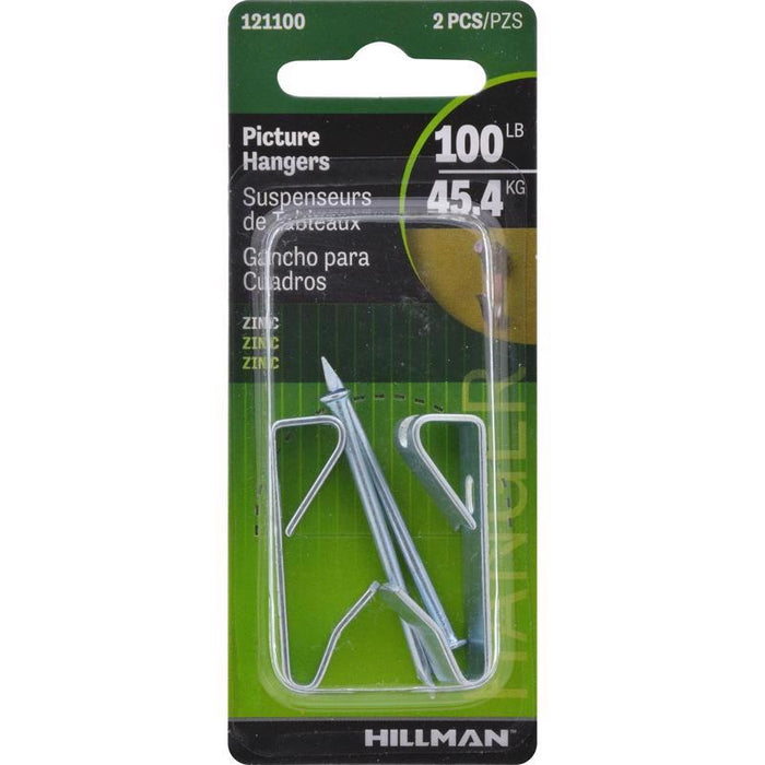 HILLMAN Zinc Silver Conventional Picture Hanger 100 lb 2 pk