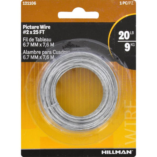 HILLMAN Steel-Plated Silver Braided Picture Wire 20 lb 1 pk