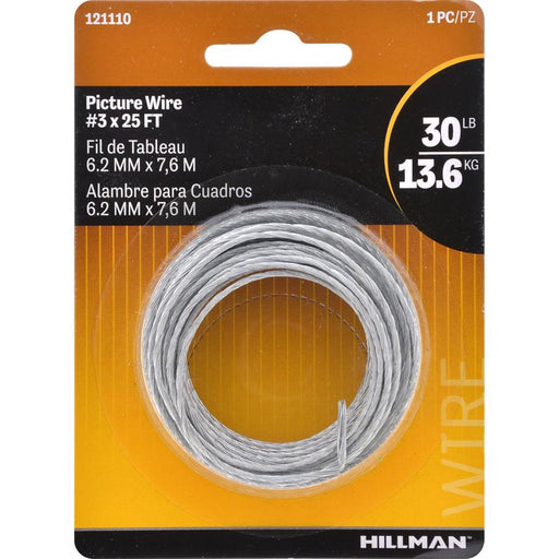 HILLMAN Steel-Plated Silver Braided Picture Wire 30 lb 1 pk