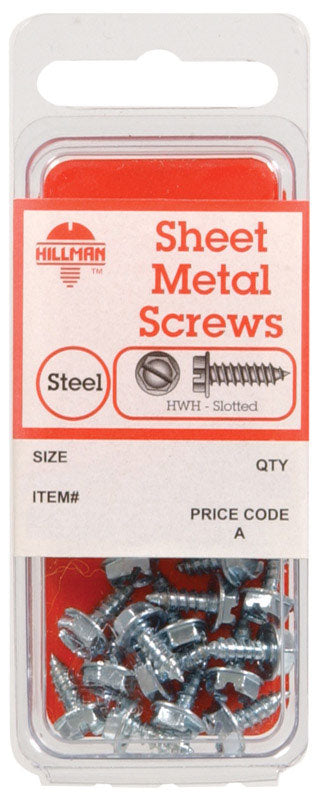 HILLMAN No. 14 X 1 in. L Slotted Hex Head Sheet Metal Screws 5 pk