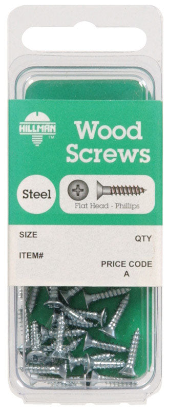 HILLMAN No. 10 X 3/4 in. L Phillips Zinc-Plated Coarse Wood Screws 15 pk