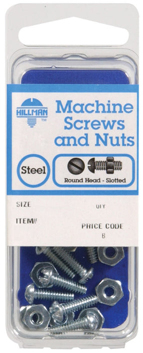HILLMAN No. 8-32 in. X 1-1/4 in. L Slotted Round Head Zinc-Plated Steel Machine Screws 10 pk