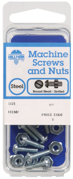 HILLMAN No. 10-24 in. X 1-1/4 in. L Slotted Round Head Zinc-Plated Steel Machine Screws 8 pk