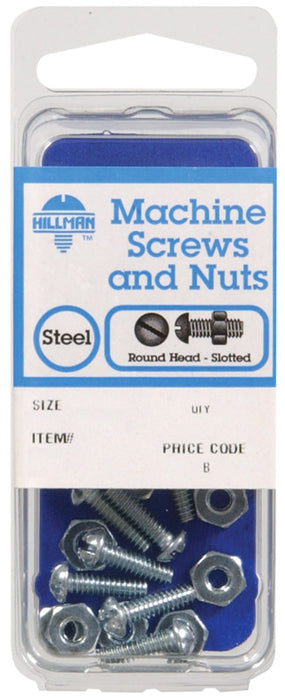 HILLMAN No. 10-24 in. X 1-1/2 in. L Slotted Round Head Zinc-Plated Steel Machine Screws 8 pk