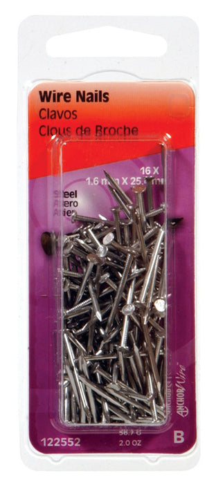 HILLMAN 1 in. Wire Bright Steel Nail Flat Head